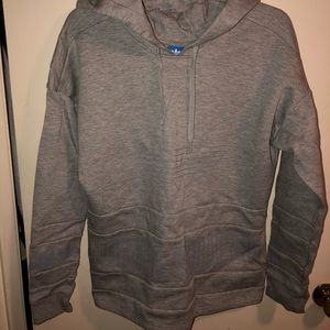 ADIDAS GRAY THREE STRIPE HOODIE Small